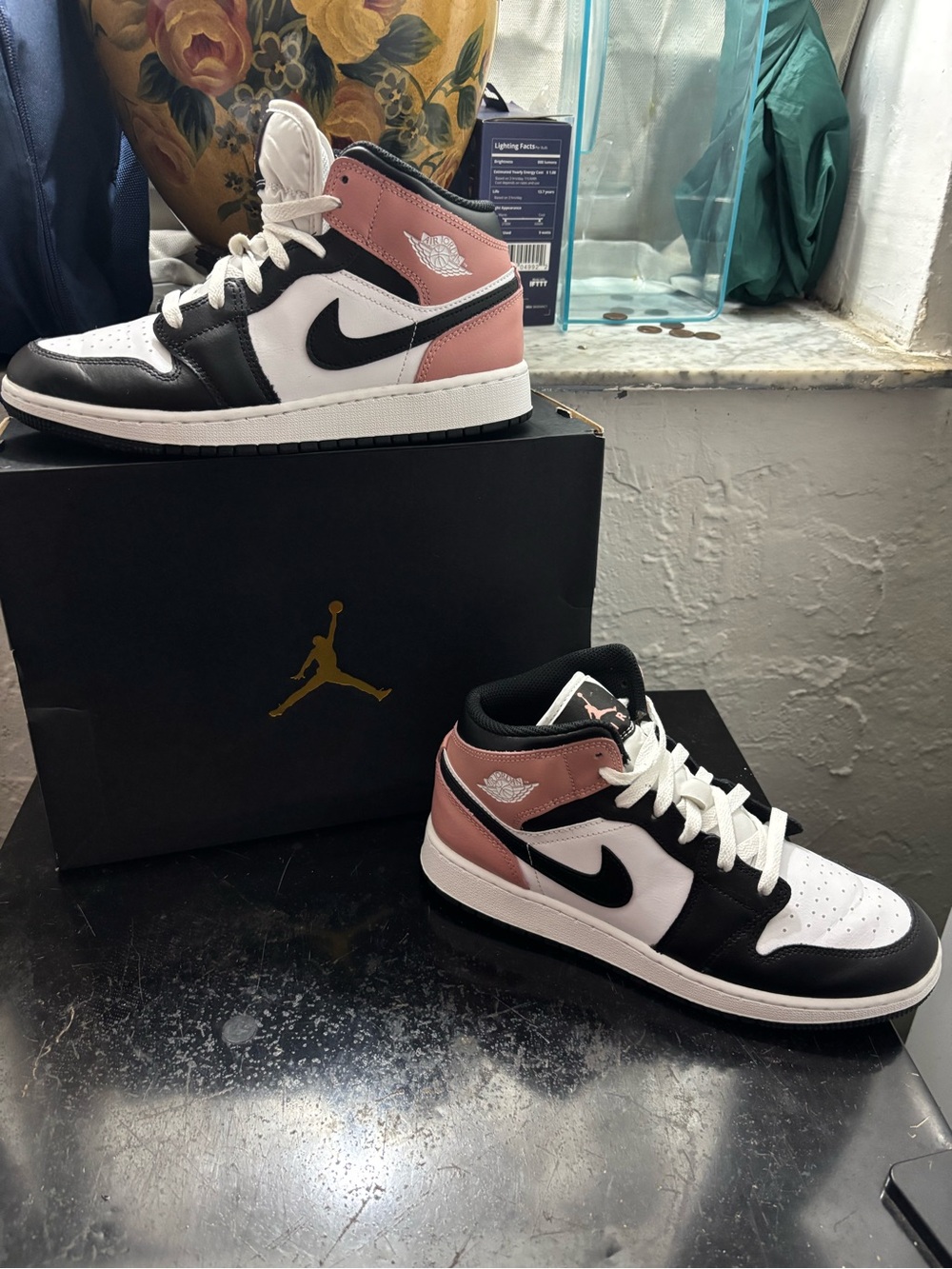 Jordan Women’s Mid-Top Sneakers in White, Black & Mauve - Picture 5 of 6